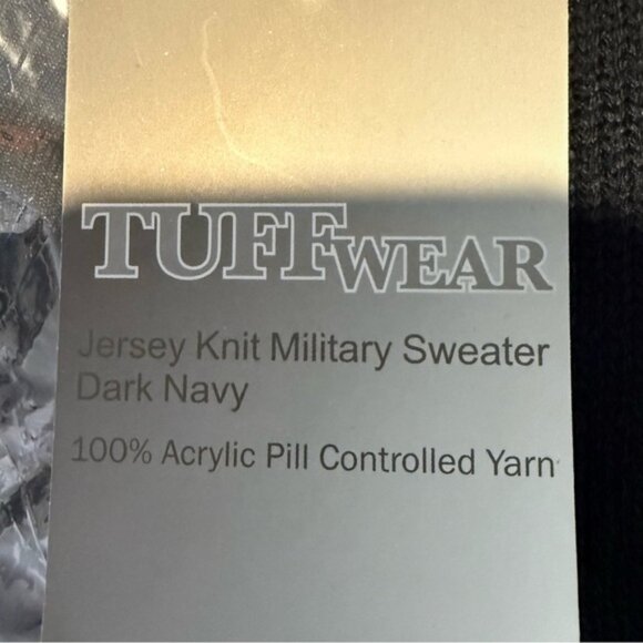 TUFFWEAR New Mens Knit Military Sweater Button Epaulets Shoulders Elbows Navy - Picture 13 of 13